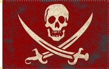 3X5 CALICO RED VINTAGE PIRATE SWORDS SKULL FLAG BANNER 100D W/ GROMMETS