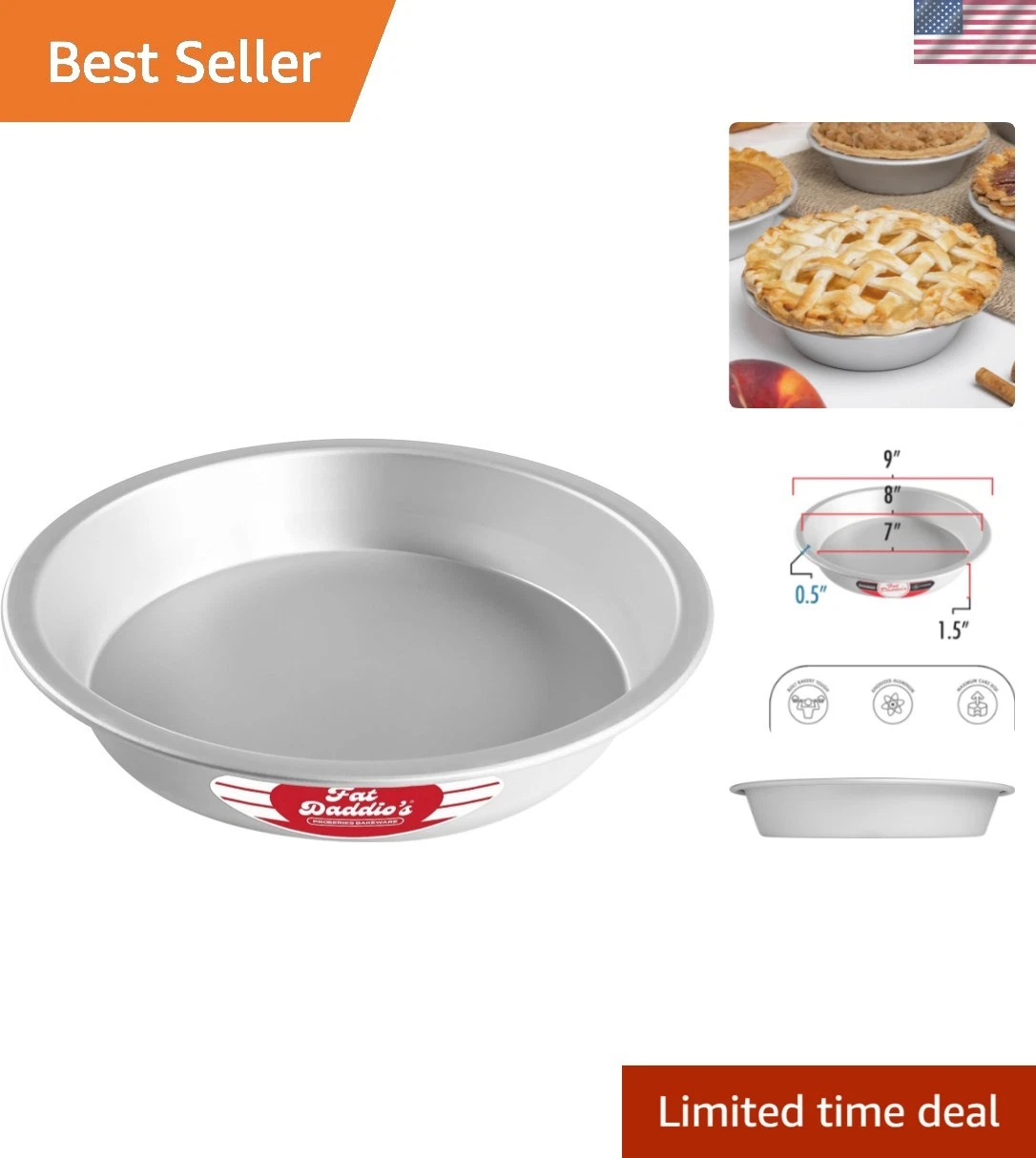 Versatile 9-Inch Anodized Aluminum Pie Dish - Ideal for All Your Baking Needs