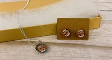 AGSD Novelty Jewelry -Mini Bottlecap Baseball Necklace and Pierced Earring Set