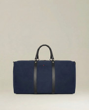 KITON Navy Blue Terchnical Textile Leather Trimmed Gym Duffle Bag