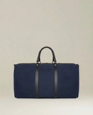 KITON Navy Blue Terchnical Textile Leather Trimmed Gym Duffle Bag