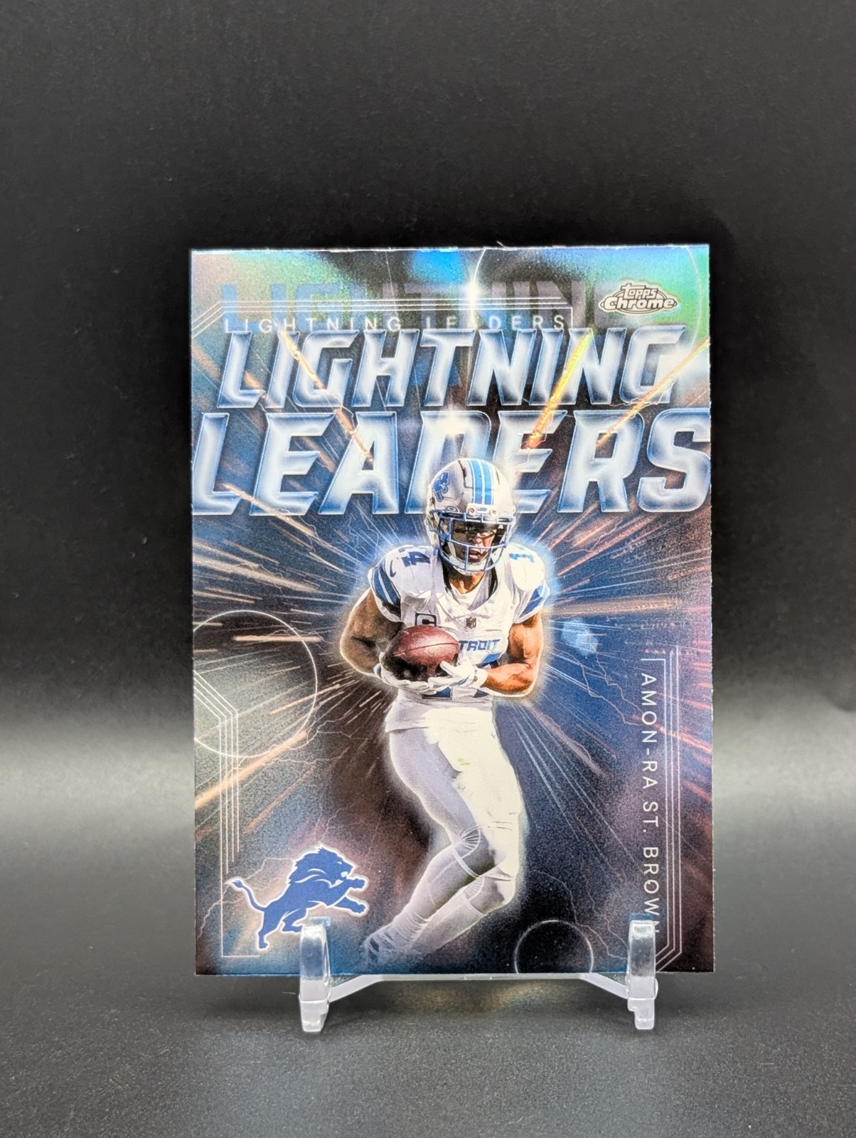 2025 Topps Chrome Football Amon-Ra St. Brown Case Hit Lightning Leaders SSP