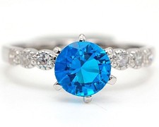 3CT Blue Topaz Topaz 925 Solid Sterling Silver Ring Sz 8 NB1-9