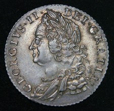 1758 George II SHILLING, Old Laureate & Draped Bust Silver Coin - SUPERB gEF b