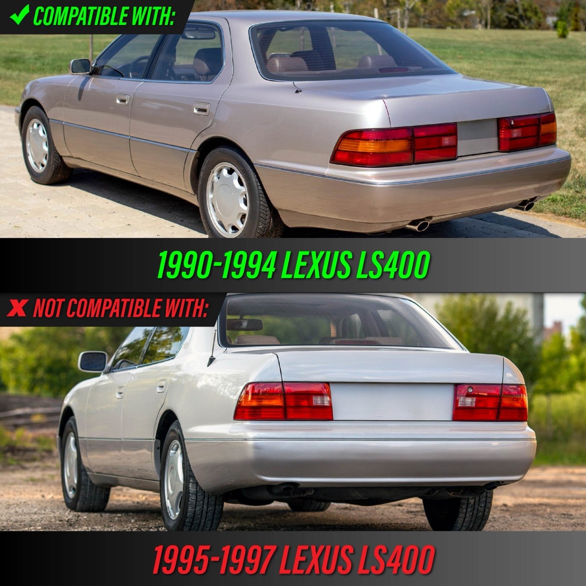 ALL CLEAR Frosted Tail Lights + Color Bulbs 4pcs for 1990-1994