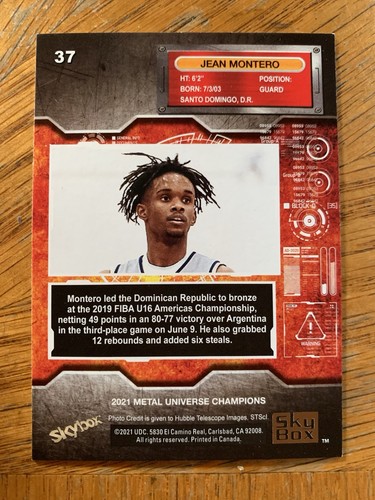 2021 Metal Universe Champions Jean Montero #37 Basketball - Bild 2 von 2