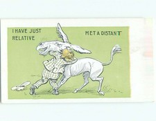 Unused Pre-Linen comic DISTANT RELATIVE - JACKASS MULE SHOWN 60.000 cards k3459@
