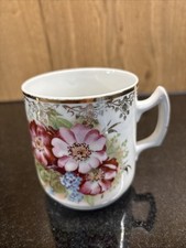 Alte Porzellan Tasse mit Rosen und Vergissmeinnicht ca. 1900