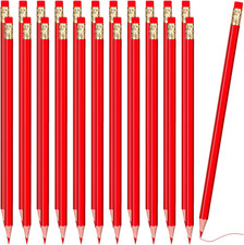 24 Pieces Red Pencils with Eraser Pre-Sharpened Erasable Checking 2 HB Pencils