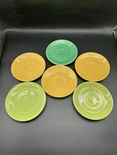 6 Lot of 5 Homer (1 Unsigned) Laughlin Fiesta Coffee Saucer Plates Multicolor 6"
