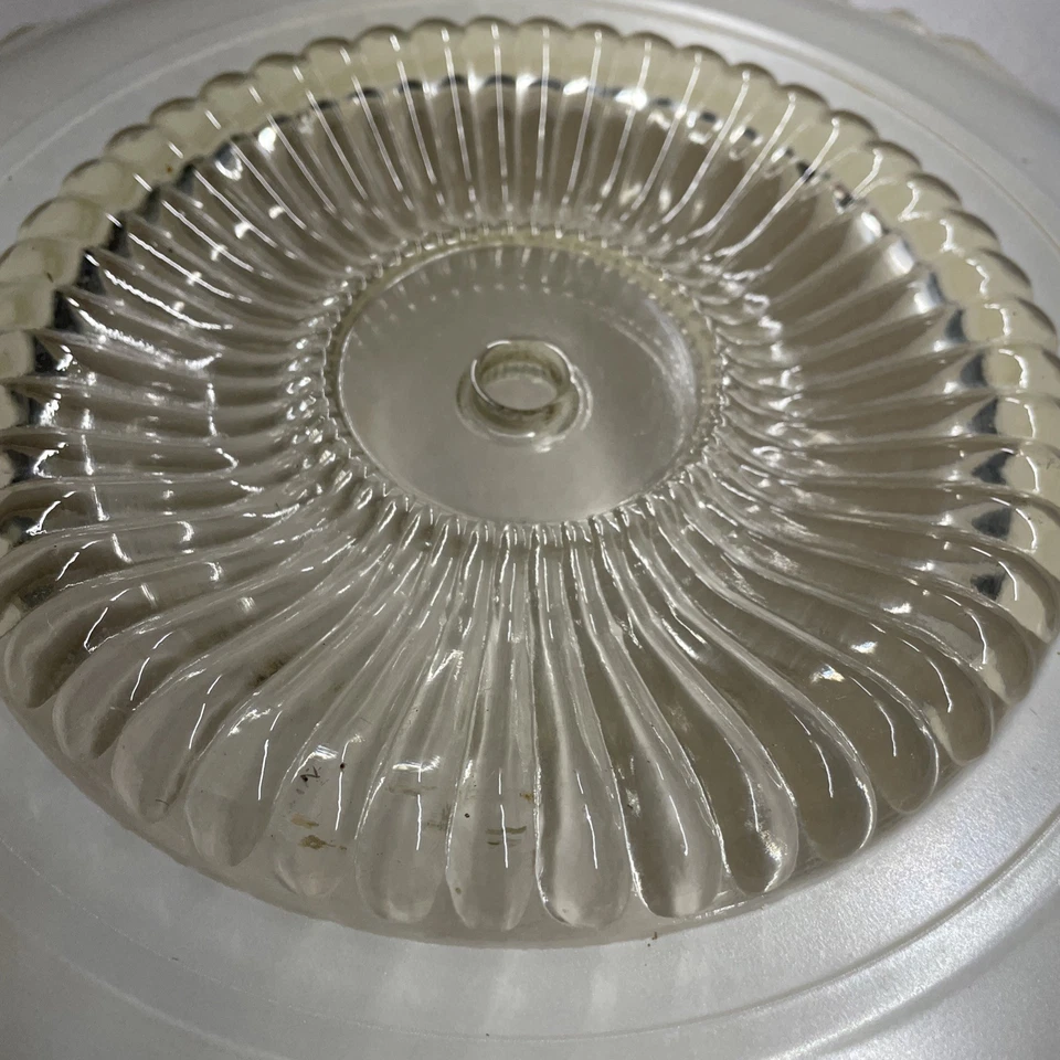 Antique Vintage Cream Beige floral Pattern Glass 15" Light Ceiling Shade - Image 2 of 4