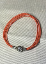 Genuine Pandora 925 Silver ALE Cord Bracelet Orange 5-Strand 20cm Long