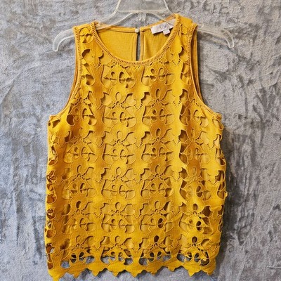 Loft Pullover top Sunflower Gold Sleeveless Scoop Size M