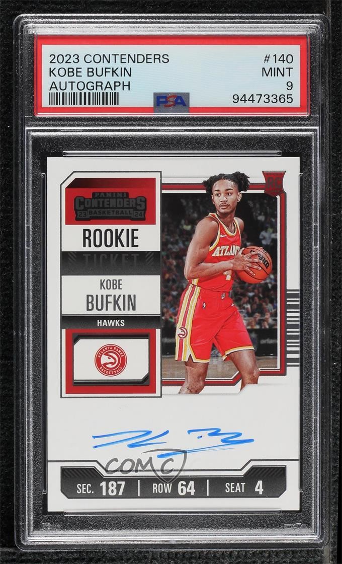2023-24 Panini Contenders Ticket Kobe Bufkin #140 PSA 9 MINT Rookie Auto RC 0y2q