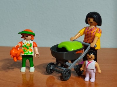 PLAYMOBIL FIGURES MOM WITH KIDS STROLLER BABY GIRL PARK GARDEN CITY