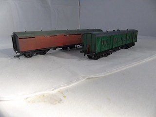 Two OO gauge kit built baggage coaches