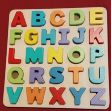 Wooden Alphabet Puzzle A-Z Chunky Letters Tod...