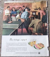 Beer Magazine Advertisement Glenn Grobe Baseball on Televsion No 16 Series 1948