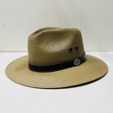 Nicol Mens Beige Solid Fedora Hat Size 7