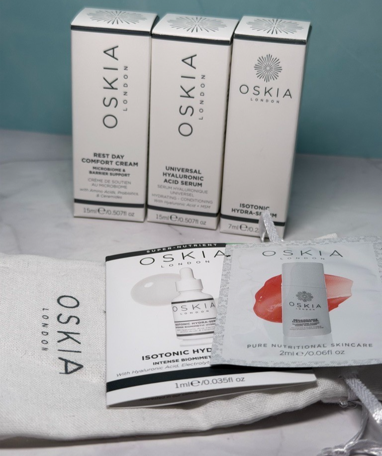 OSKIA 15ml x Hyaluronic Acid Serum, Isotonic Serum, Rest Day Cream NWB Worth £54