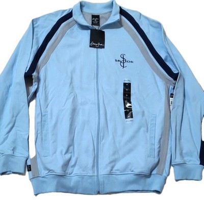 VINTAGE Sean John XL Men's Light Blue Gray Colorblock Track Jacket Full Zip