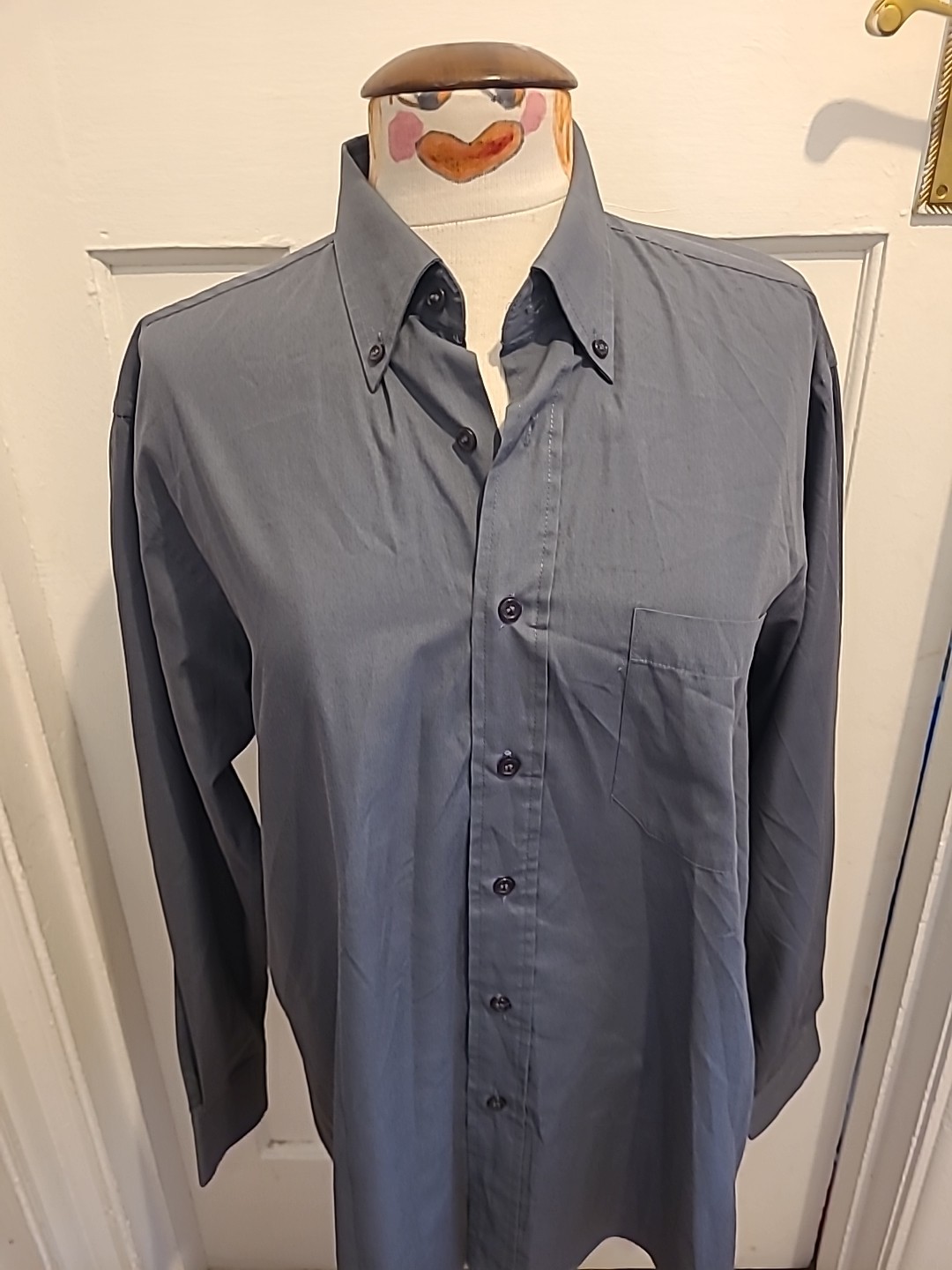 Mens Zantos Size 16" Easy Care Grey Long Sleeved Shirt image 2