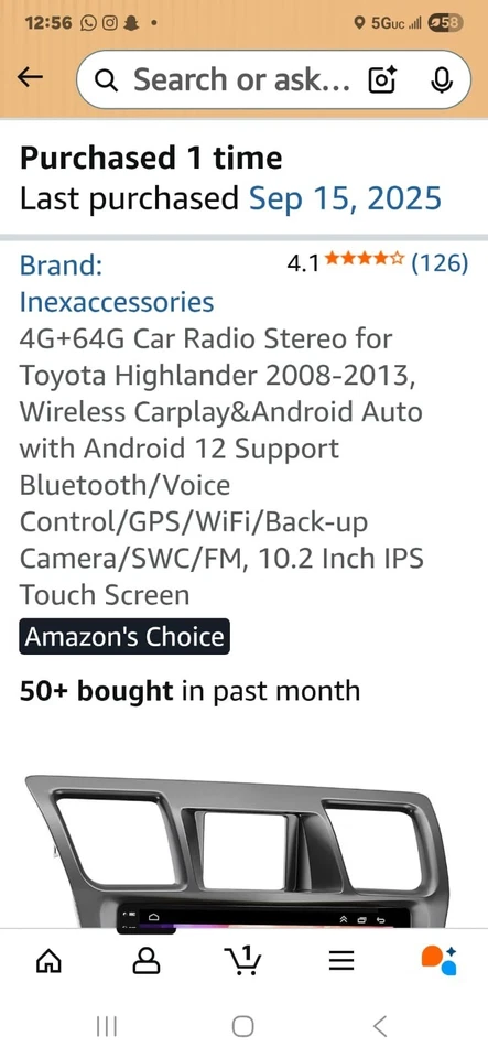 Radio estéreo para Toyota Highlander 2008-2013 Foto 2 de 3