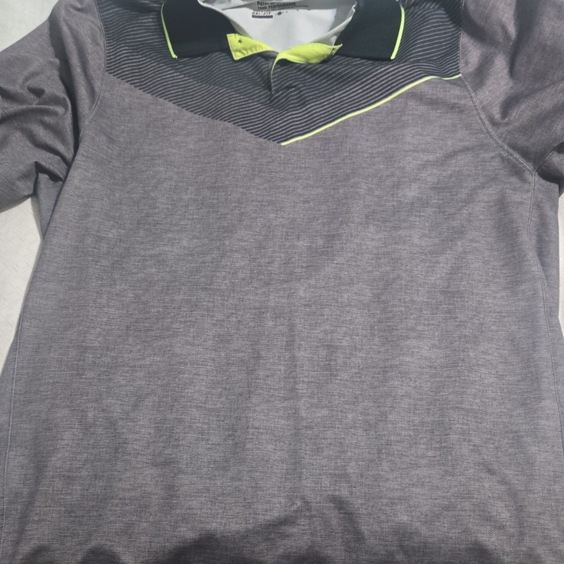 Nike Tour Performance Dri-FIT Mens Solid Polo Short Sleeve Gray Black Green M