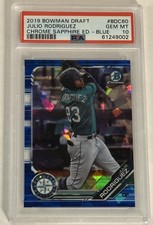 2019 Bowman Draft Julio Rodriguez Chrome Blue Sapphire /99 PSA 10 GEM MT