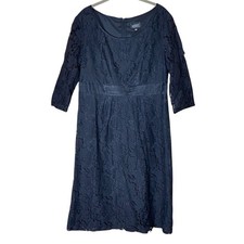 Adrianna Papell Black Lace Cocktail Classic Sheath Dress Size 10