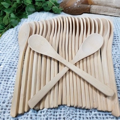 100 Stück × Natürliche Holz Einweg Starke Biologisch Abbaubare Holzlöffel, Sei Zellstoff, 16 cm