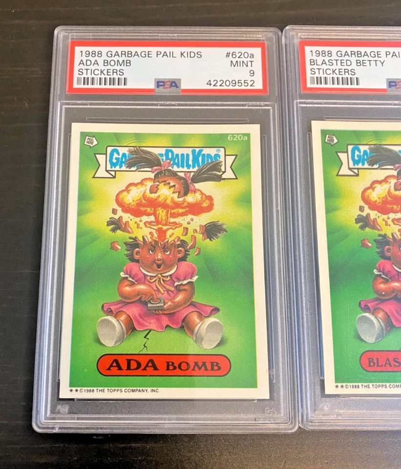 2 GPK PSA 9 Ada Bomb OS 15! 1988 Garbage Pail Kid Original Series 620a 620b Adam - Image 2 of 3