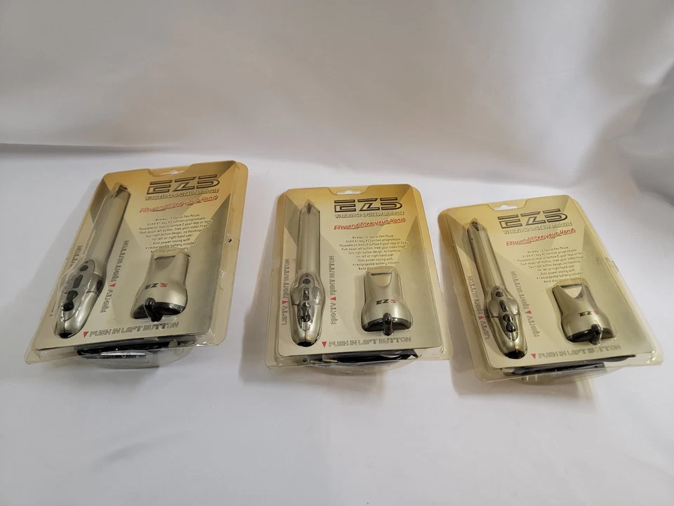 Lot Of 3 New Old Stock EZ5 Wireless Optical Pen Mouse With Stand Ambidexterous  - Image 2 of 4