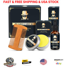 Men's Beard Grooming Set Beard Oil Beard Balm Beard Comb Facial Hair Care