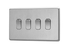 Arlec 10A 4 Gang 2 Way Screwless Plate Light Switch 9041GBCH Polished Chrome NEW