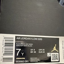 Jordan Air Jordan 1 Low GS Black White Very B...