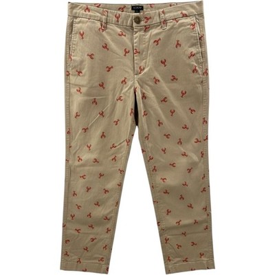 J.Crew High-Rise Girlfriend Chino Pants Khaki Red Lobster Embroidered Size 8
