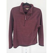 Ascend Womens Sz L 1/4 Zip Pullover Knit Athletic Jacket Burgundy Red