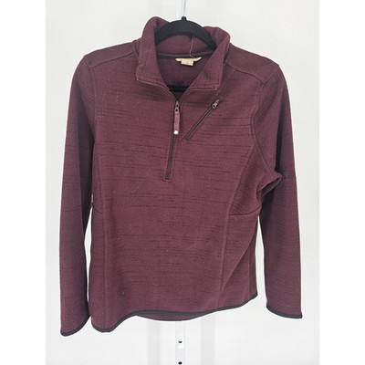Ascend Womens Sz L 1/4 Zip Pullover Knit Athletic Jacket Burgundy Red