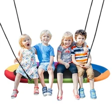 Goplus 60" Saucer Tree Swing Surf Kids Adjustable Giant Oval Platform Swing Set