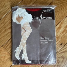 Leg Avenue Fashion Sheer Floral Diamond Pattern Red Stockings One Size Regular