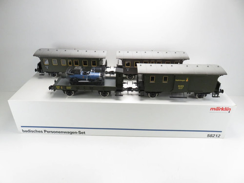(1HOL362) Märklin 58212 Badisches Personenwagen Set der BadSTB, 1 DC, OVP | Condition: Gebraucht