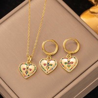 Innolea Halskette Und Ohrringen Set Herzform Besetzt Mit Zirkonia Edelstahl