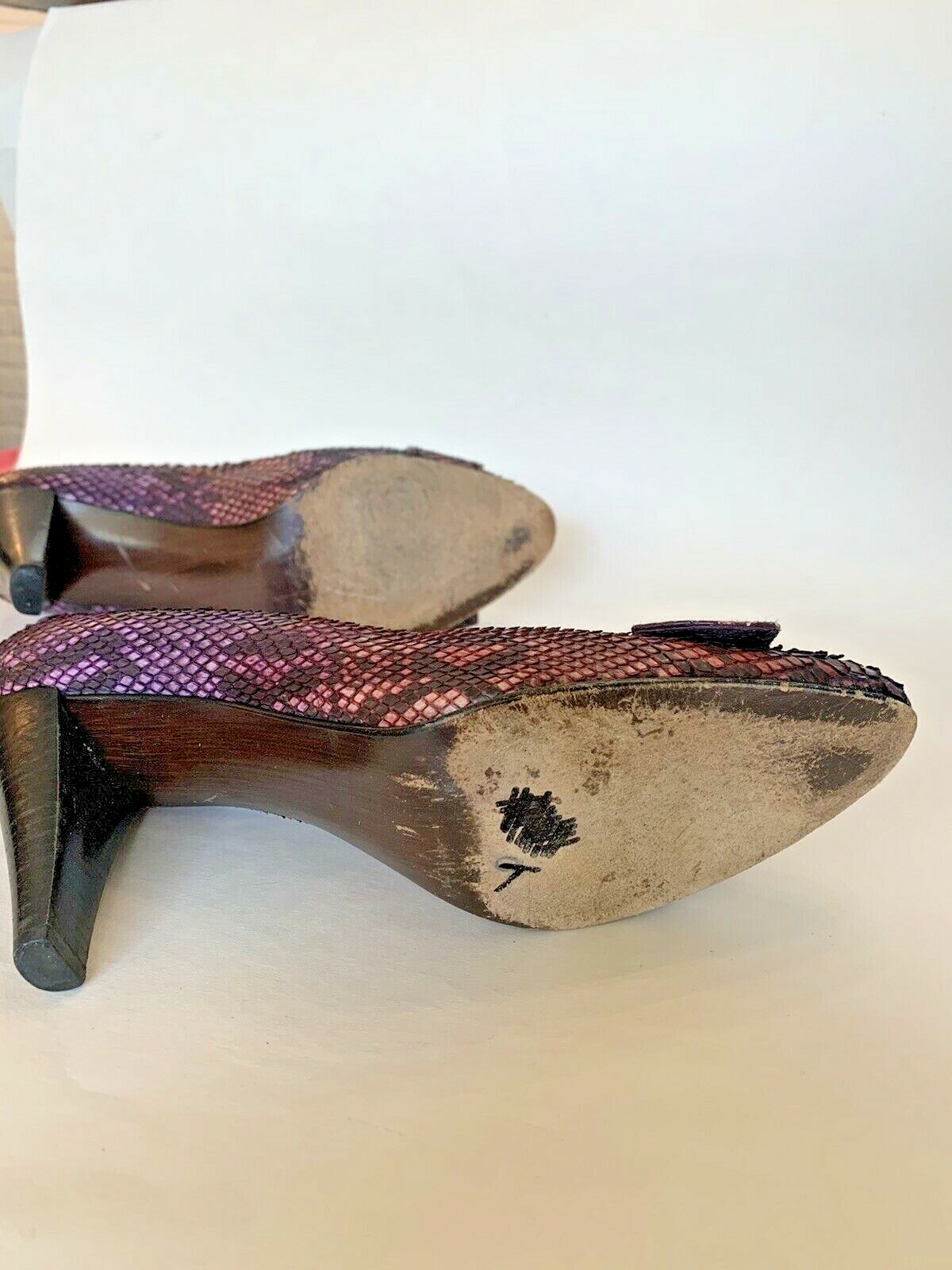 Stuart Weitzman Purple Pink Python Snakeskin Heel… - image 6