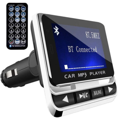 1.4" LCD Car FM Transmitter MP3 Player Bluetooth 5.0 Hands-Free Aux Kit + Remote - Afbeelding 1 van 8