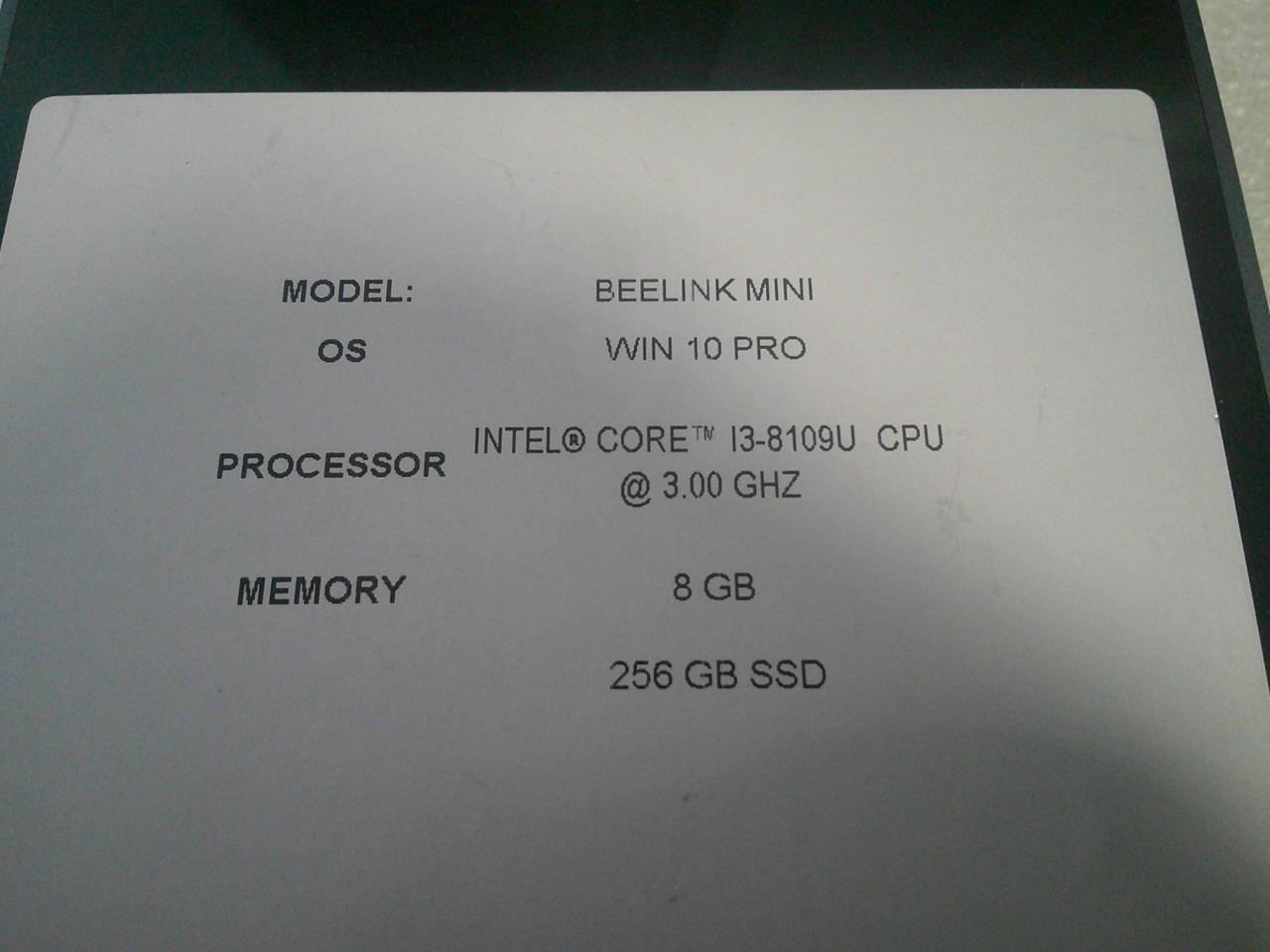 Beelink SEi Intel Core i38109U 3.00GHz 8GB 256GB SSD Win10 Mini PC