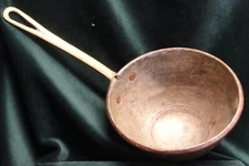 Antique Primitive Hand Hammered Copper Dipper Ladle with 7" Brass Handle - LOOK