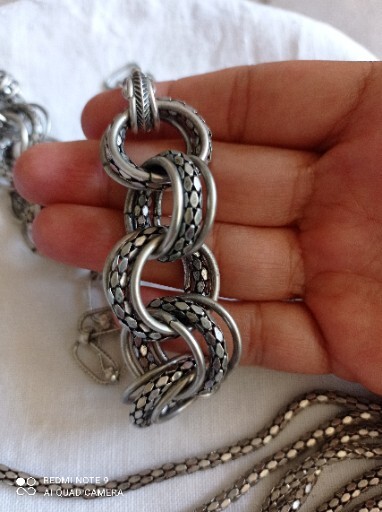 Retro Statement Silver Tone Mesh Multistrand Chun… - image 6