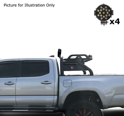 Black Horse ATLAS Roll Bar Roof Rack Black w/7''LED Fits 2017-2024 Nissan Titan