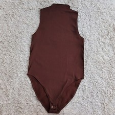 Fabletics Brin Sculptknit Brown Mock Neck Sleeveless Wmn's Bodysuit Size Large